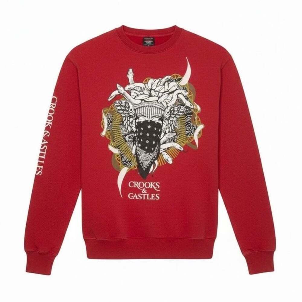 NWT Crooks & Castles Medusa Bandana Graphic Crewneck Sweatshirt Red Size S